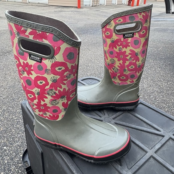 Bogs Women 8 Classic High Boot Floral Winter Boot Rubber Snow Rain Tall - Picture 11 of 11